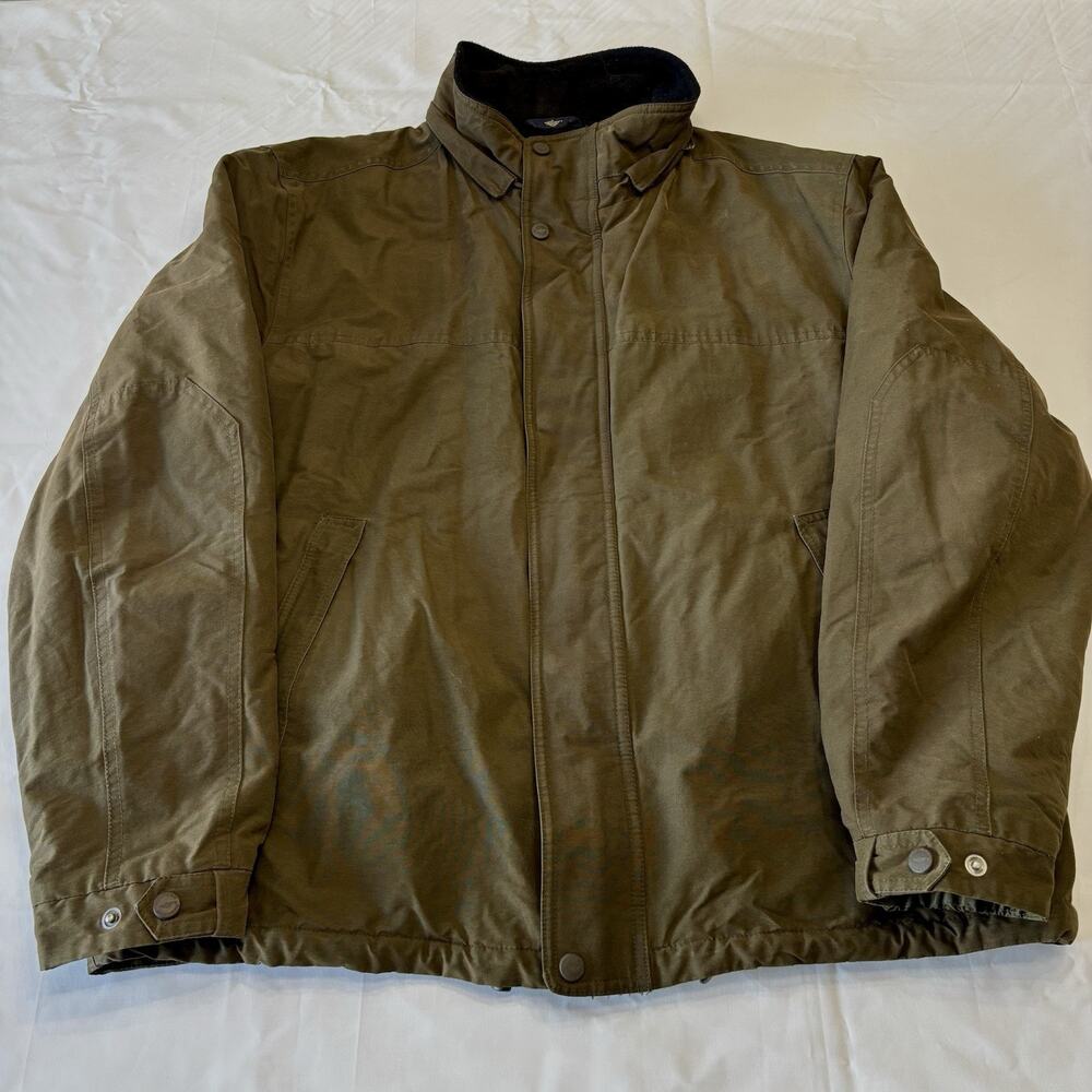 Dockers Premium Men's Jacket Coat Fleece Lined Army Green Size Large Full Zip